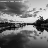 Buy canvas prints of Black and white Norfolk Broads Turf Fen windmill by Christopher Keeley