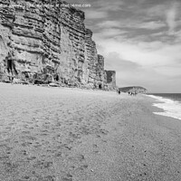 Buy canvas prints of Black and white West Bay cliffs by Christopher Keeley