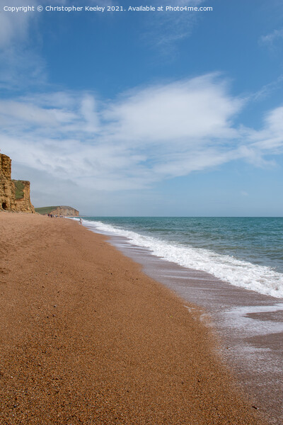 West Bay beach and cliffs Picture Board by Christopher Keeley