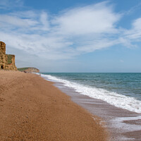 Buy canvas prints of West Bay beach and cliffs by Christopher Keeley