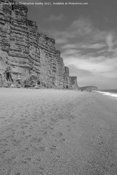 Black and white West Bay, Dorset Picture Board by Christopher Keeley
