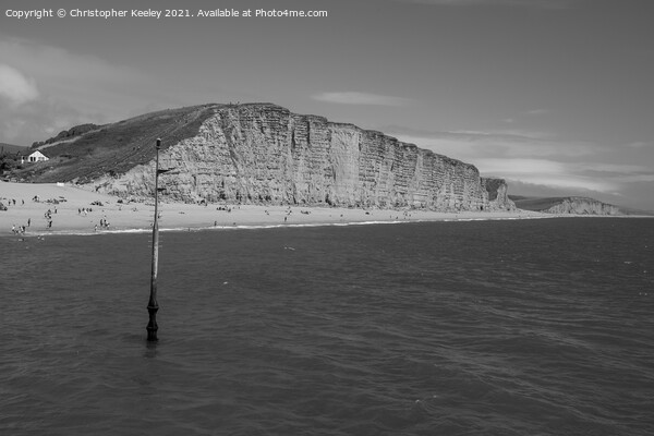 West Bay, Dorset, monochrome Picture Board by Christopher Keeley
