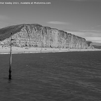 Buy canvas prints of West Bay, Dorset, monochrome by Christopher Keeley