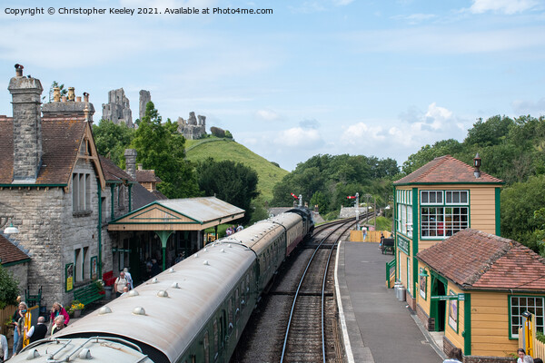 Corfe Castle steam train Picture Board by Christopher Keeley