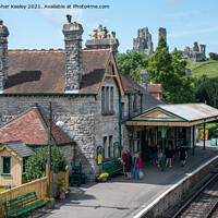 Buy canvas prints of Corfe Castle railway station by Christopher Keeley