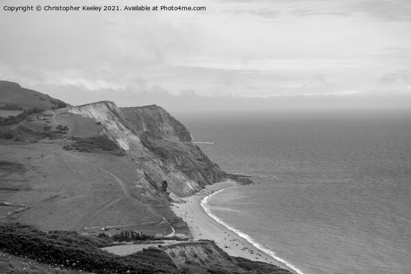 Jurassic Coast - black and white Picture Board by Christopher Keeley