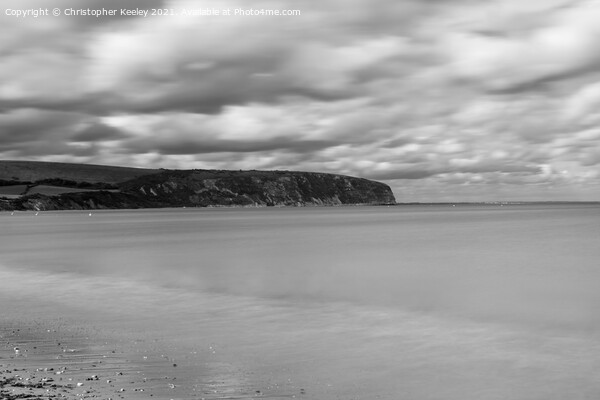 Swanage beach, Dorset - monochrome Picture Board by Christopher Keeley