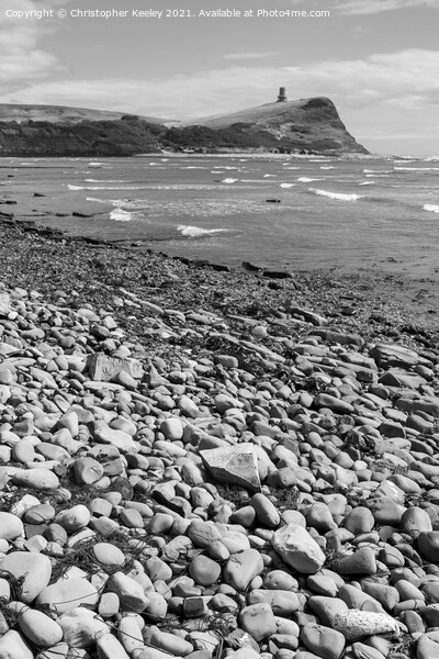 Black and white Kimmeridge Bay Picture Board by Christopher Keeley