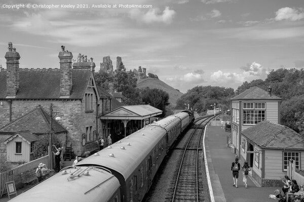 A train at Corfe Castle Picture Board by Christopher Keeley
