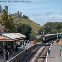 Buy canvas prints of Corfe Castle railway station by Christopher Keeley