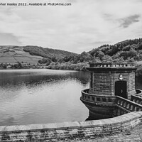 Buy canvas prints of Ladybower Reservoir in black and white by Christopher Keeley