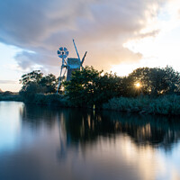 Buy canvas prints of Sunset at Turf Fen windpump by Christopher Keeley