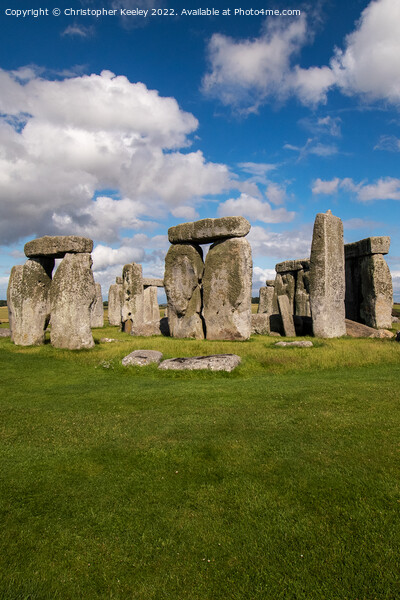 Blue skies at Stonehenge Picture Board by Christopher Keeley