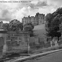 Buy canvas prints of Alnwick Castle in black and white by Christopher Keeley
