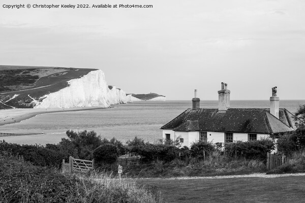 Seven Sisters Cliffs in black and white Picture Board by Christopher Keeley