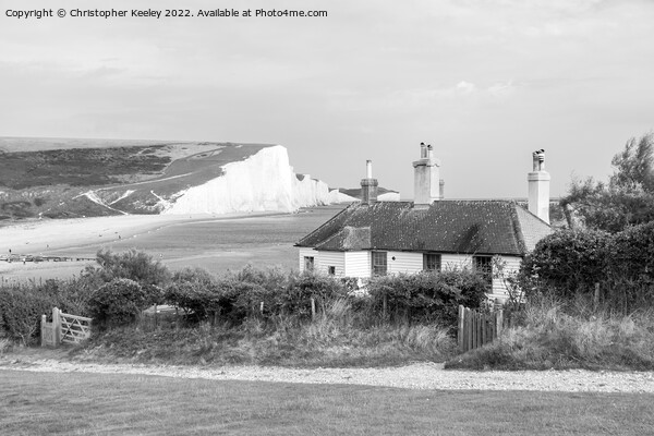 Seven Sisters Cliffs in monochrome Picture Board by Christopher Keeley
