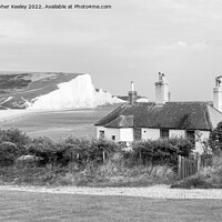 Buy canvas prints of Seven Sisters Cliffs in monochrome by Christopher Keeley