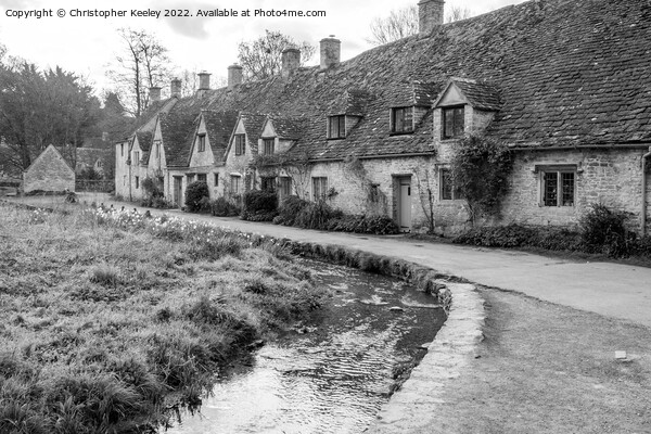 Arlington Row in black and white, Cotswolds Picture Board by Christopher Keeley