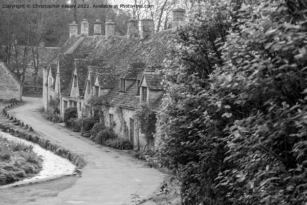 Arlington Row, Bibury, in black and white Picture Board by Christopher Keeley