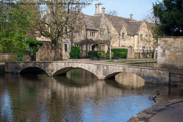 Bourton-on-the-Water bridge Picture Board by Christopher Keeley