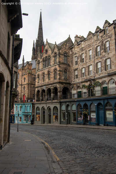 Victoria Street and gothic spire in Edinburgh Picture Board by Christopher Keeley