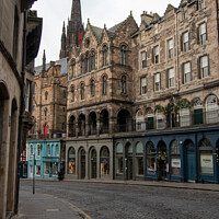 Buy canvas prints of Victoria Street and gothic spire in Edinburgh by Christopher Keeley