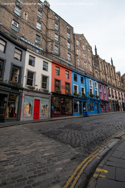 Colourful row of shops on Victoria Street, Edinburgh Picture Board by Christopher Keeley