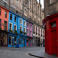 Buy canvas prints of Looking onto Victoria Street, 'Diagon Alley', in Edinburgh city centre by Christopher Keeley