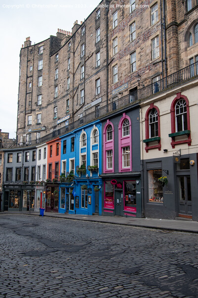 Colourful shop row on Victoria Street, Edinburgh Picture Board by Christopher Keeley