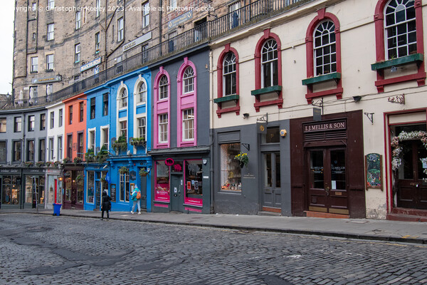 Victoria Street colourful shop fronts in Old Town, Edinburgh Picture Board by Christopher Keeley