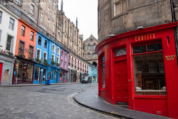 Looking towards 'Diagon Alley' Victoria Street in Edinburgh Picture Board by Christopher Keeley