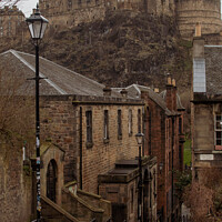 Buy canvas prints of The Vennel views of Edinburgh Castle by Christopher Keeley