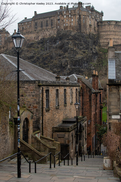 Classic Edinburgh Castle view from The Vennel Picture Board by Christopher Keeley