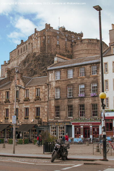 Edinburgh Castle from Grassmarket in Old town Picture Board by Christopher Keeley