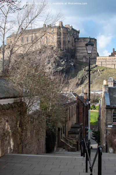 Dramatic skies over Edinburgh Castle from the Vennel Picture Board by Christopher Keeley