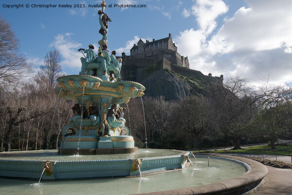 Ross Fountain in Edinburgh and castle views Picture Board by Christopher Keeley