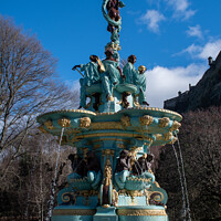 Buy canvas prints of Blue skies over Ross Fountain, Edinburgh by Christopher Keeley