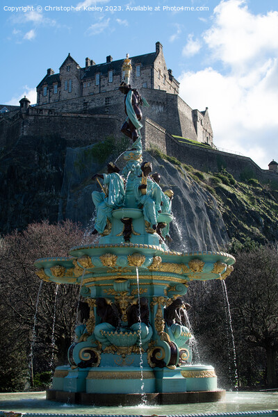 Edinburgh Castle and Ross Fountain Picture Board by Christopher Keeley