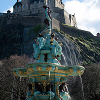 Buy canvas prints of Edinburgh Castle and Ross Fountain by Christopher Keeley