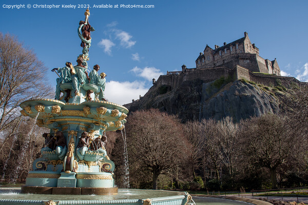 Blue spring skies over Edinburgh Castle and Ross F Picture Board by Christopher Keeley