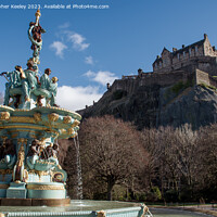 Buy canvas prints of Blue spring skies over Edinburgh Castle and Ross F by Christopher Keeley