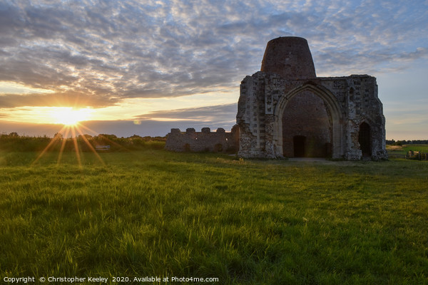 Sunset at St Benet's Abbey Picture Board by Christopher Keeley
