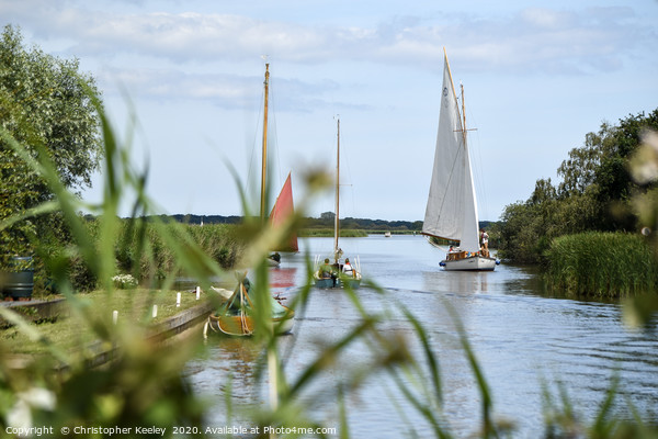 Sailing on the Norfolk Broads Picture Board by Christopher Keeley