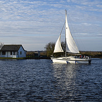 Buy canvas prints of Sailing boat on the Norfolk Broads. by Christopher Keeley