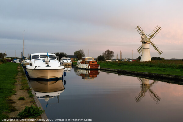 Dawn at Thurne mill Picture Board by Christopher Keeley