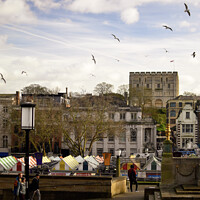 Buy canvas prints of Norwich Market and Castle by Christopher Keeley