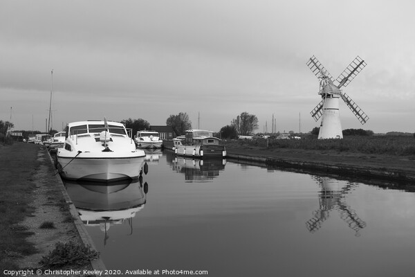 Thurne Mill and boats Picture Board by Christopher Keeley