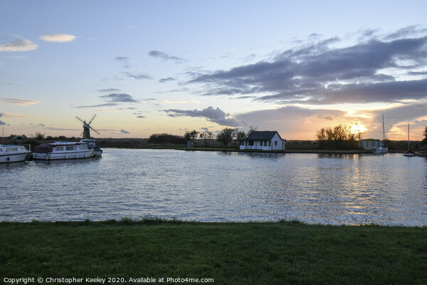 Sunset at Thurne Picture Board by Christopher Keeley