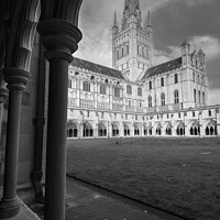 Buy canvas prints of Black and white Norwich Cathedral spire by Christopher Keeley