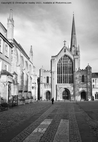 Monochrome Norwich Cathedral Picture Board by Christopher Keeley